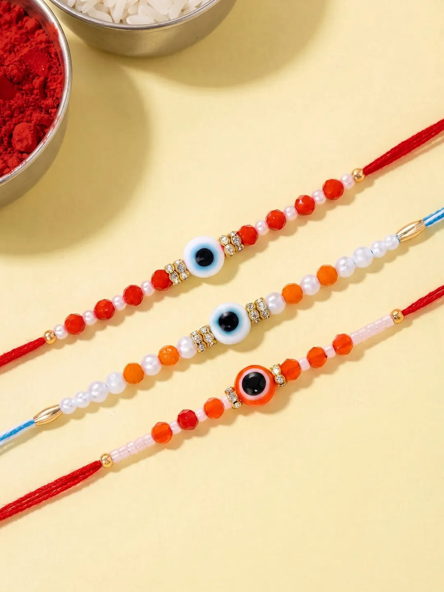 Peora Evil Eye Crystal Rakhi for Brother | Set of 3