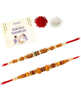 Peora Rudraksha Beads Rakhi for Brother | Set of 2
