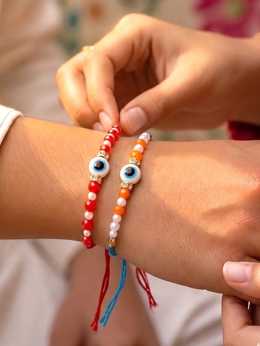 Peora Evil Eye Beaded Rakhi for Brother | Set of 2
