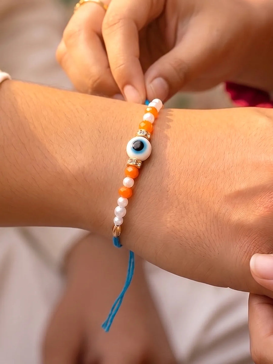 Peora Evil Eye Beaded Rakhi for Brother | Set of 2