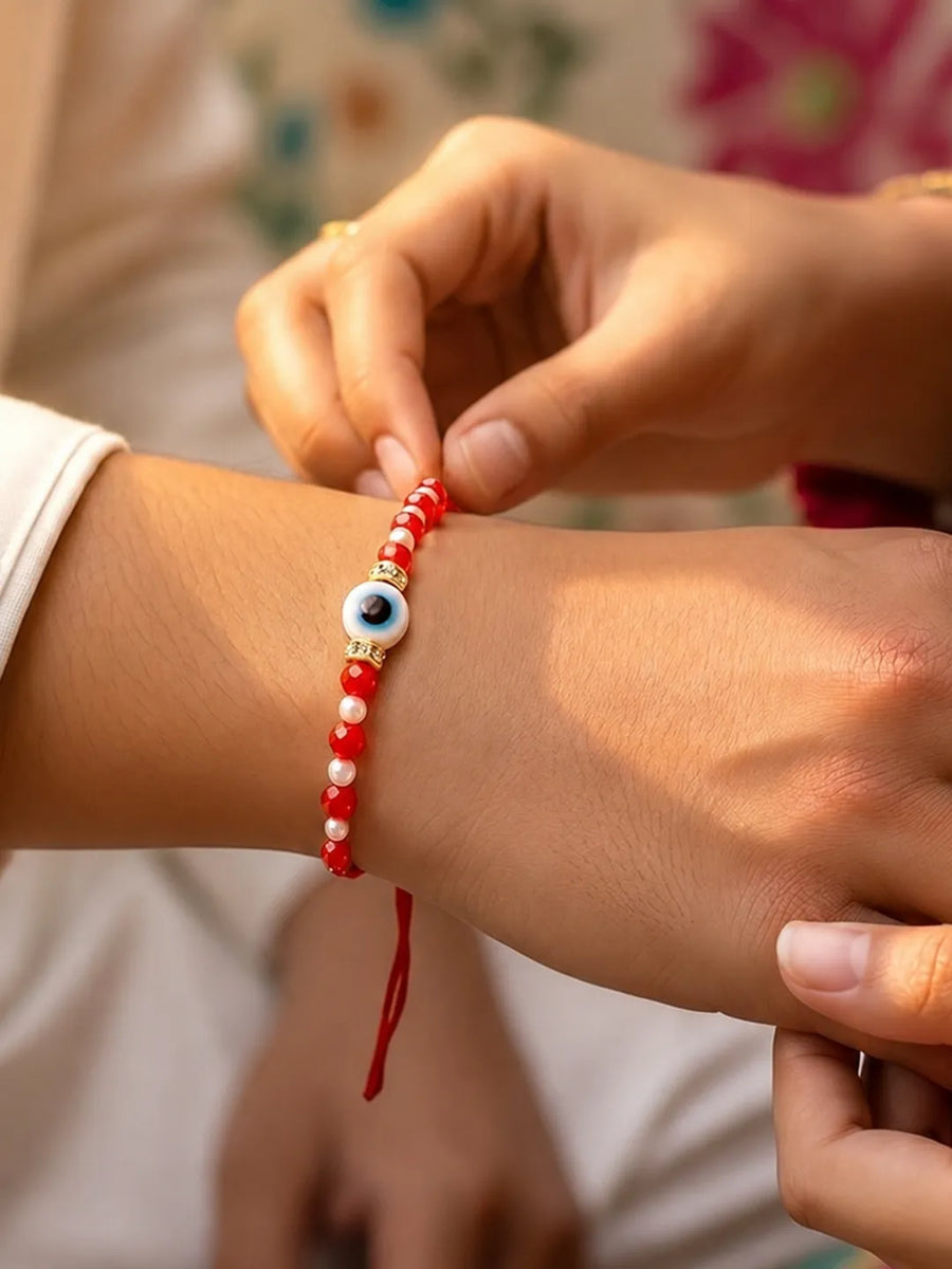 Peora Evil Eye Beaded Rakhi for Brother | Set of 2