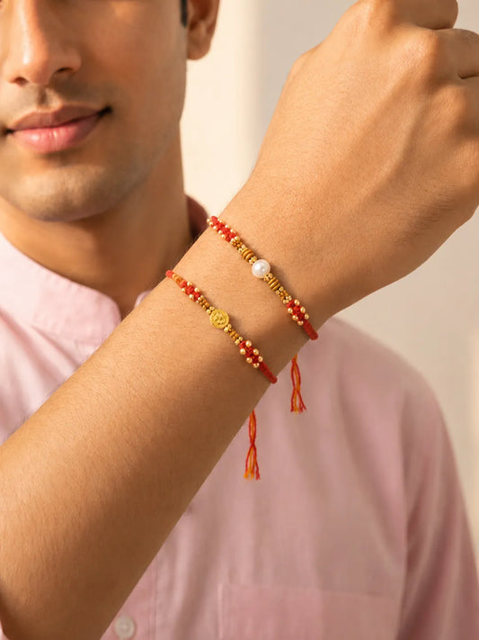 Peora Crystal Beaded Rakhi for Brother | Set of 2