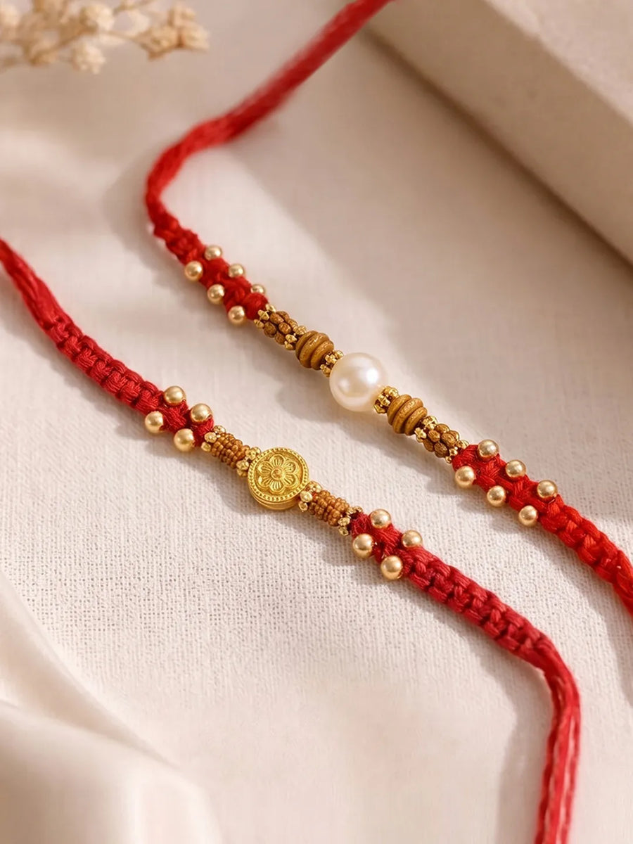 Peora Crystal Beaded Rakhi for Brother | Set of 2