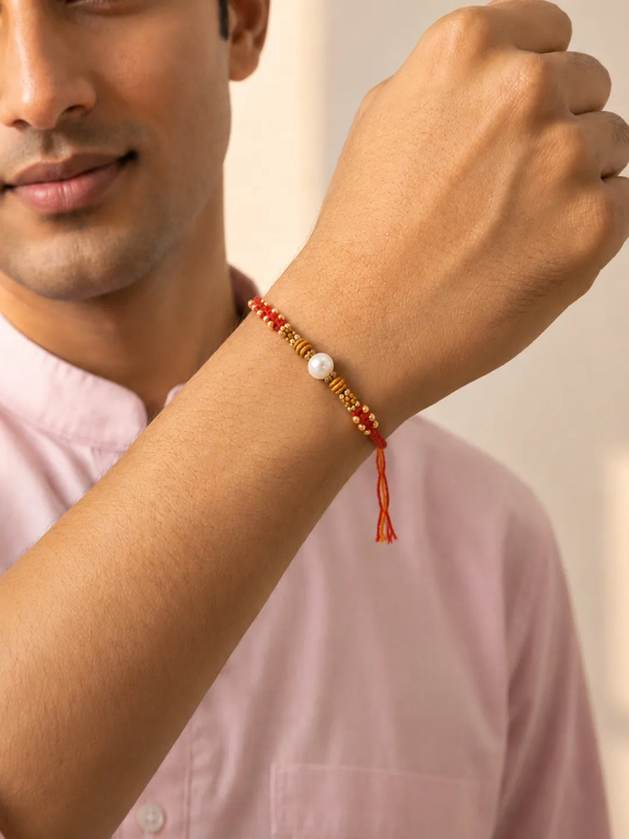 Peora Crystal Beaded Rakhi for Brother | Set of 2