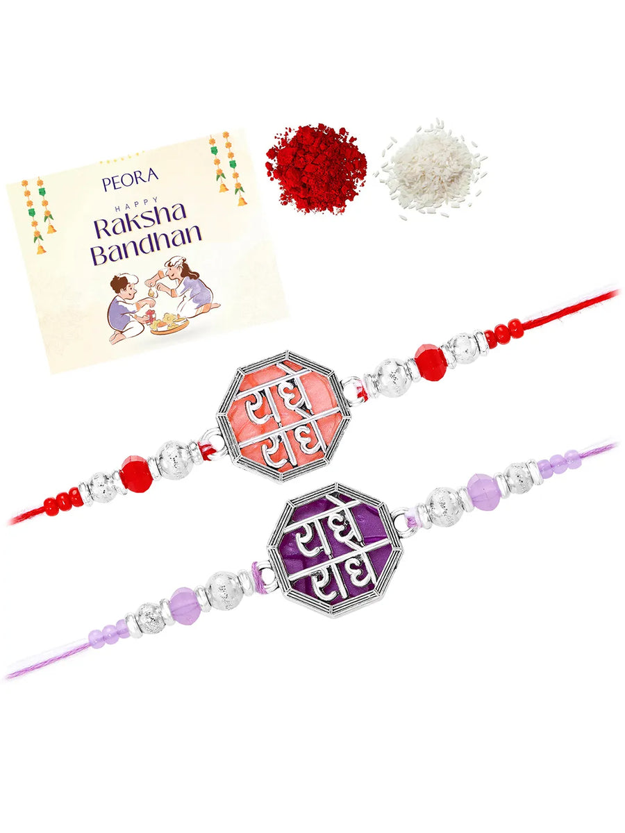 Peora Crystal Disc Rakhi for Brother | Set of 2