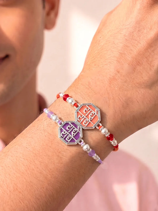 Peora Crystal Disc Rakhi for Brother | Set of 2