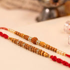 Peora Rudraksha Golden Bead Rakhi for Brother | Set of 2