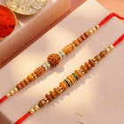Peora Rudraksha Wooden Bead Rakhi for Brother | Set of 2