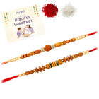 Peora Rudraksha Wooden Bead Rakhi for Brother | Set of 2