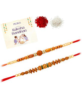 Peora Rudraksha Wooden Bead Rakhi for Brother | Set of 2