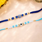 Peora Blue Evil Eye Bead Rakhi for Brother | Set of 2