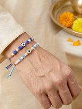 Peora Blue Evil Eye Bead Rakhi for Brother | Set of 2