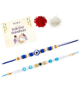 Peora Blue Evil Eye Bead Rakhi for Brother | Set of 2