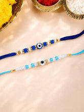 Peora Blue Evil Eye Bead Rakhi for Brother | Set of 2