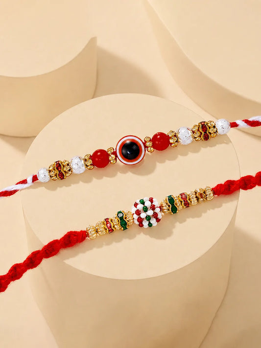 Peora Crystal Evil Eye Rakhi for Brother | Set of 2