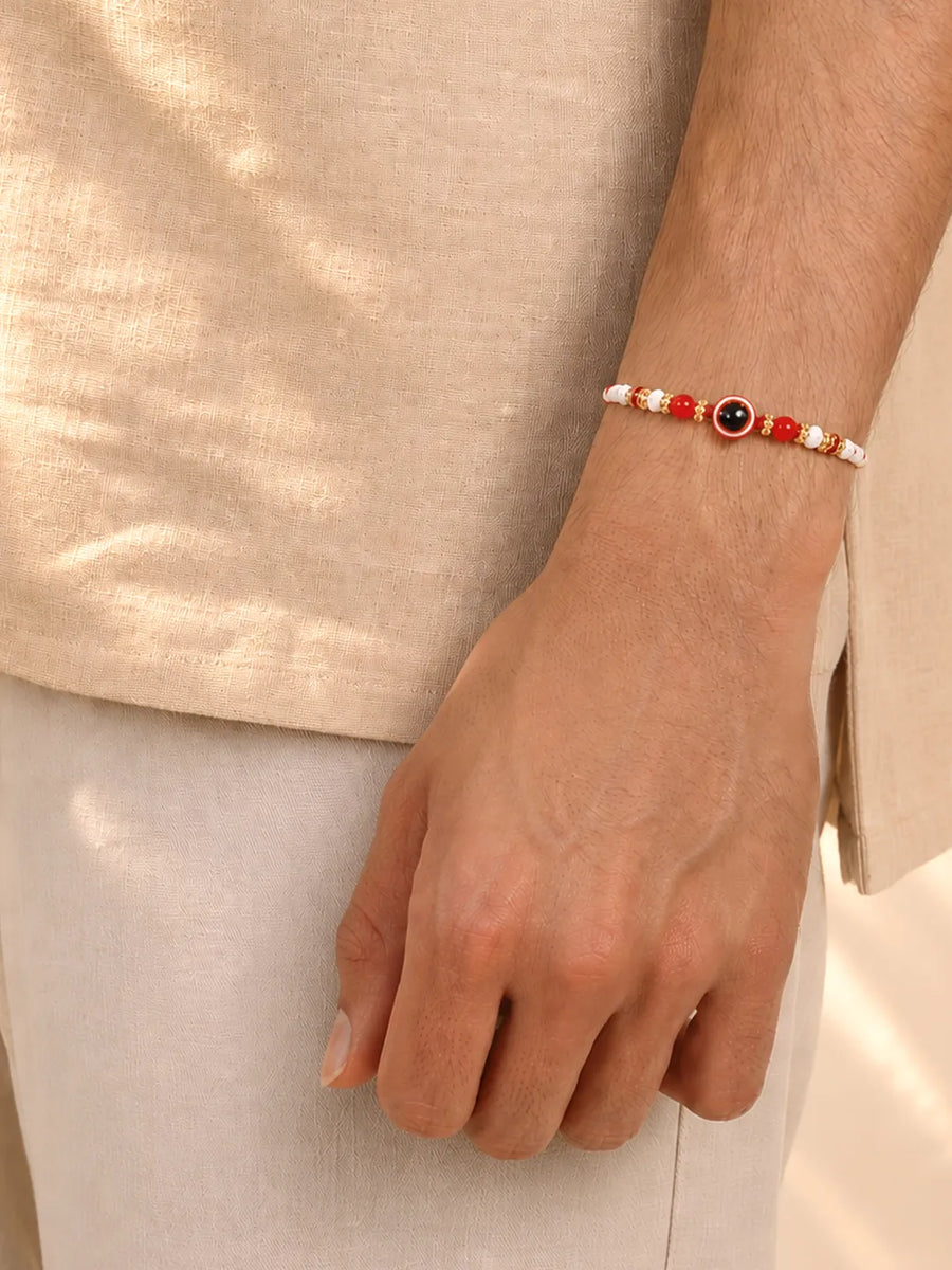 Peora Crystal Evil Eye Rakhi for Brother | Set of 2