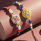 Peora Blue Evil Eye Disc Rakhi for Brother | Set of 2