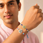 Peora Blue Evil Eye Disc Rakhi for Brother | Set of 2