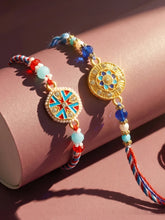 Peora Blue Evil Eye Disc Rakhi for Brother | Set of 2