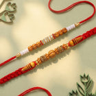 Peora Rudraksha Beaded Rakhi for Brother | Set of 2