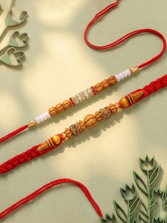 Peora Rudraksha Beaded Rakhi for Brother | Set of 2