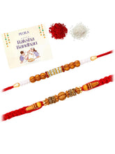 Peora Rudraksha Beaded Rakhi for Brother | Set of 2