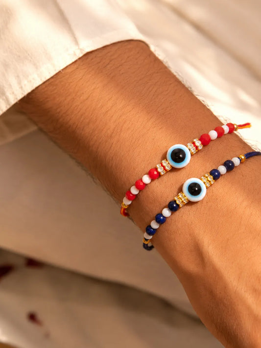 Peora Evil Eye Beaded Rakhi for Brother | Set of 2