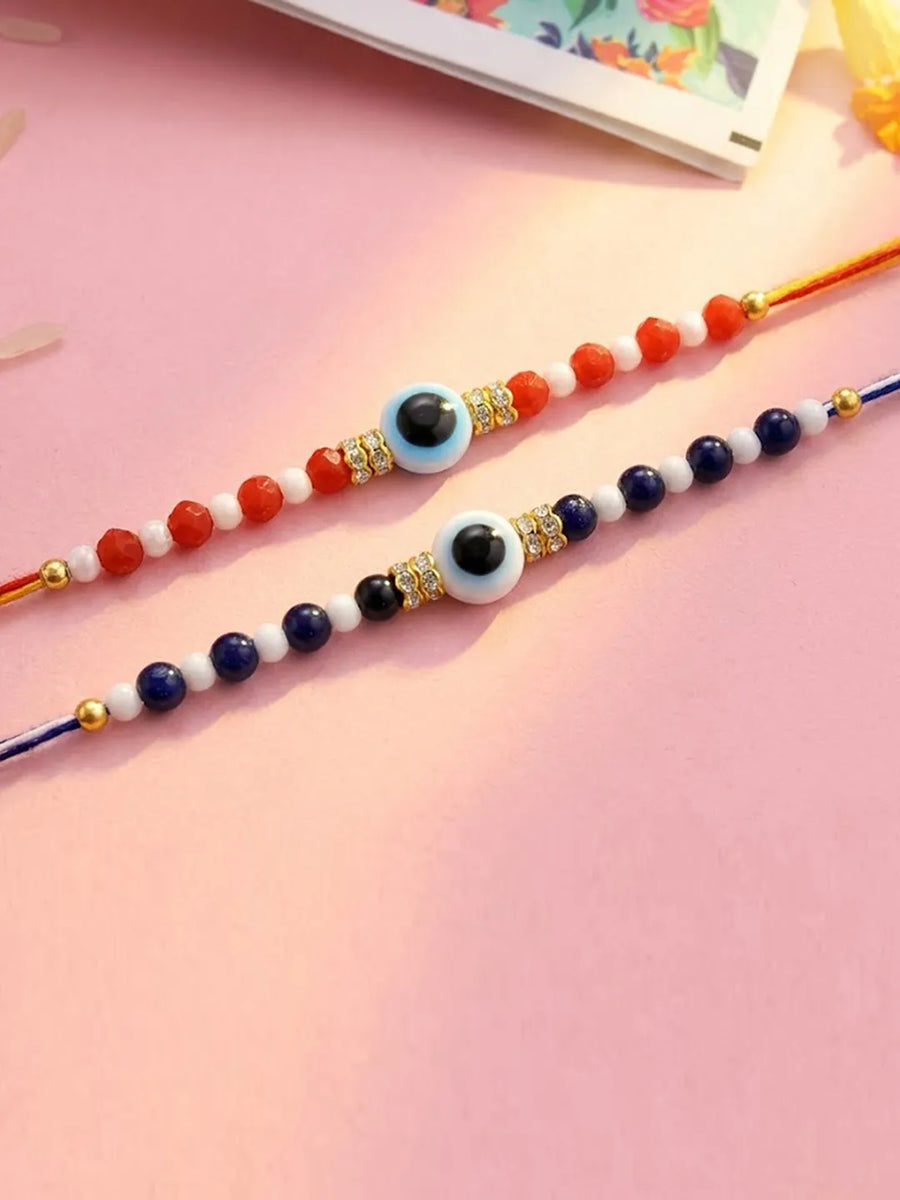 Peora Evil Eye Beaded Rakhi for Brother | Set of 2