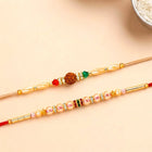 Peora Rudraksha Shell Bead Rakhi for Brother | Set of 2
