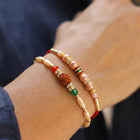 Peora Rudraksha Shell Bead Rakhi for Brother | Set of 2