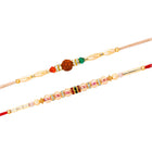 Peora Rudraksha Shell Bead Rakhi for Brother | Set of 2