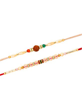 Peora Rudraksha Shell Bead Rakhi for Brother | Set of 2