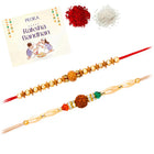 Peora Rudraksha Golden Bead Rakhi for Brother | Set of 2