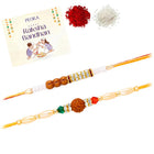 Peora Rudraksha Shell Bead Rakhi for Brother | Set of 2