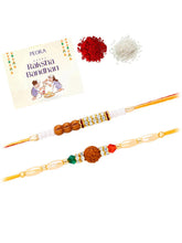 Peora Rudraksha Shell Bead Rakhi for Brother | Set of 2