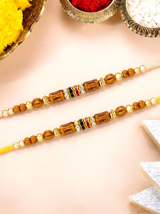 Peora Rudraksha Beads Rakhi for Brother | Set of 2