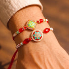 Peora Red Green Kundan Rakhi for Brother | Set of 2