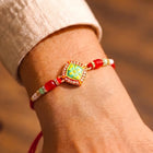 Peora Red Green Kundan Rakhi for Brother | Set of 2