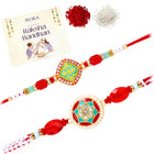 Peora Red Green Kundan Rakhi for Brother | Set of 2