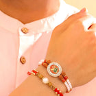 Peora Rudraksha Kundan Rakhi for Brother | Set of 2