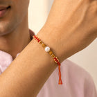 Peora Rudraksha Kundan Rakhi for Brother | Set of 2