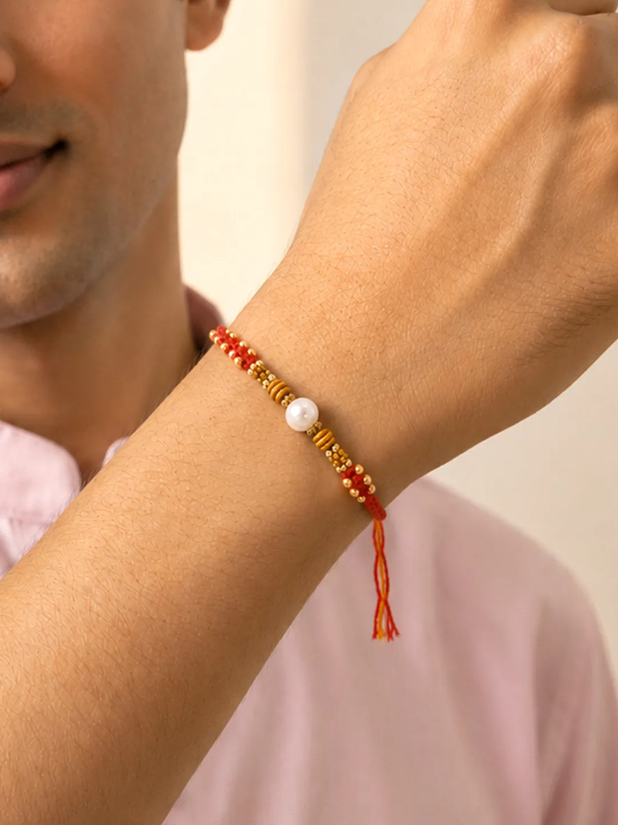 Peora Rudraksha Kundan Rakhi for Brother | Set of 2