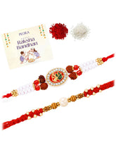 Peora Rudraksha Kundan Rakhi for Brother | Set of 2