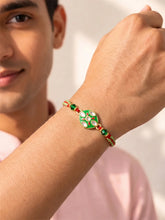 Peora Green Red Kundan Meenakari Rakhi for Brother | Set of 2