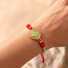 Peora Green Red Kundan Meenakari Rakhi for Brother | Set of 2