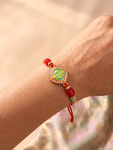 Peora Green Red Kundan Meenakari Rakhi for Brother | Set of 2