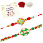 Peora Green Red Kundan Meenakari Rakhi for Brother | Set of 2