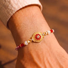 Peora Red Green Kundan Rakhi for Brother | Set of 2