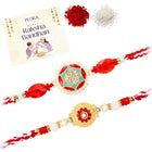 Peora Red Green Kundan Rakhi for Brother | Set of 2