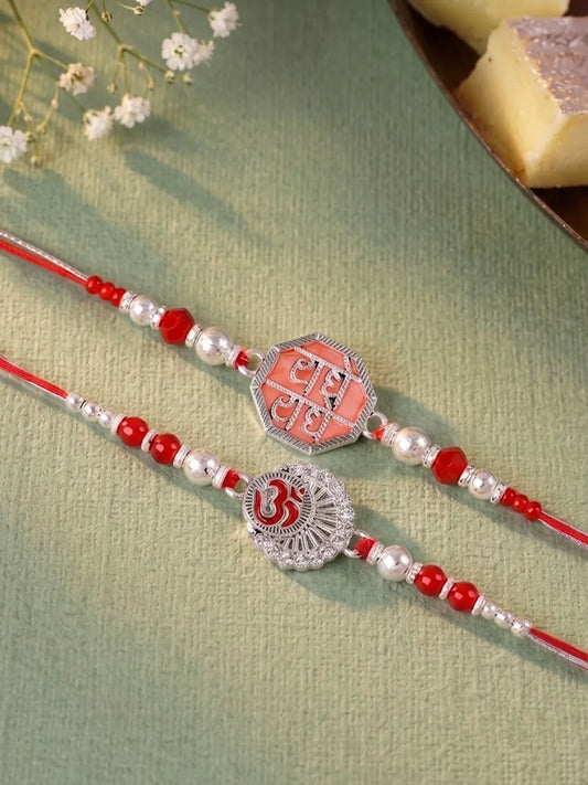 Peora Oxidized Om Rakhi for Brother | Set of 2
